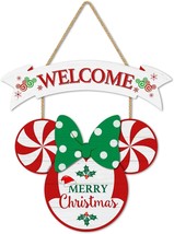 Christmas Door Decor Mouse Welcome Door 2 Panels Wood Hanging Merry Christmas De - $23.51