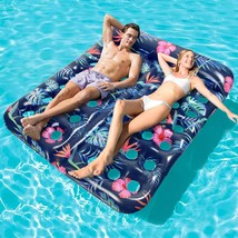 Inflatable Pool Floats Raft, 72&quot; X 60&quot; Large Pool Floats Adult Size With - £30.51 GBP