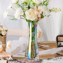 The Aoderun Flower Vase For Decor 10&quot; Iridescent Clear Glass Vase For - £28.95 GBP