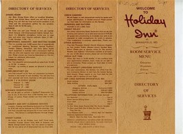 Holiday Inn Room Service Menu &amp; Directory of Services Springfield Missouri 1976 - £13.76 GBP