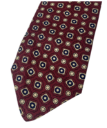 Vintage Brooks Brothers Tie Burgundy Red Geometric Print USA Made All Silk - $39.73