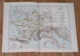 1887 Original Antique Historical Map Of Ancient France Roman Empire Gauls Gallia - £15.48 GBP