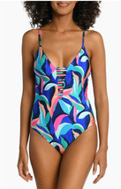LA BLANCA Painted Plunge Reversible One-Piece Swimsuit Us 16 New - $43.51