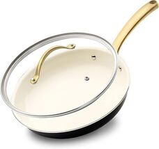 NutriChef 10" Ceramic Frying Pan - Non-Stick, Stain-Resistant, with Lid ... - $25.19