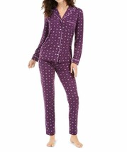Alfani Womens Soft Purple Petal Fig Print Long Sleeve Top Bottom Pajama ... - £30.68 GBP