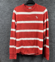 ABERCROMBIE &amp; FITCH Muscle Shirt Mens Medium Red Striped Pullover Sweater - $22.94
