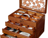 Wooden Jewelry Box for Women With, Drawers, Medium Jewelry Storage Organ... - $64.84