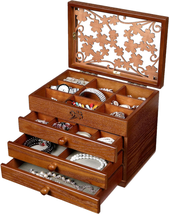 Wooden Jewelry Box for Women With, Drawers, Medium Jewelry Storage Organizer - £51.82 GBP