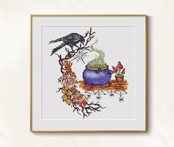 Black Raven Cross stitch autumn pattern pdf Magic cross stitch embroidery muse  - £6.53 GBP