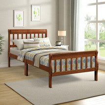 Bed Twin Bed Frame Panel Bed with Headboard/Footboard/Wood Slat Support, Oak - £170.28 GBP