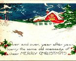 Night Cabin Scene Merry Christmas Art Deco 1922 Whitney Made DB Postcard C4 - $10.84