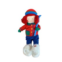 Eden Plush Madeline Stuffed Doll Toy Holding Skiis Fur Boots Winter Coat 21 in T - £15.81 GBP