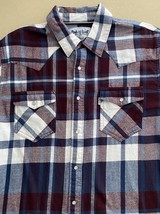 Levis Shirt Mens Medium Blue Red Plaid Flannel Pearl Snap Western Cotton... - £17.89 GBP