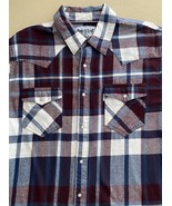 Levis Shirt Mens Medium Blue Red Plaid Flannel Pearl Snap Western Cotton... - £17.82 GBP