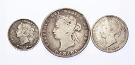 1899 5C, 1888 10C, 1874 25C Silver Canada Lot of 3 Coins (VG-VF Condition) - £40.94 GBP