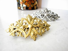 Gold  or silver metal filigree with leaves  hair clip barrette - £15.88 GBP
