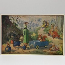 Outdoor Woodland Garage Molly Brett Animals Vintage Anthropomorphic Postcard - £7.77 GBP