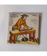 Vintage Spain Madrid 1999 Hand Painted Folk Art Ceramic Tile 6&quot; sq. - $340.95 MXN