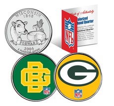 GREEN BAY PACKERS *Retro &amp; Team Logo* Wisconsin Quarters 2-Coin Set NFL ... - £8.12 GBP