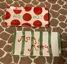 Set of 2 It&#39;s in the Bag Ceramic Christmas Merry! Merry! Ho Ho Ho ! Mini Platter - £11.01 GBP