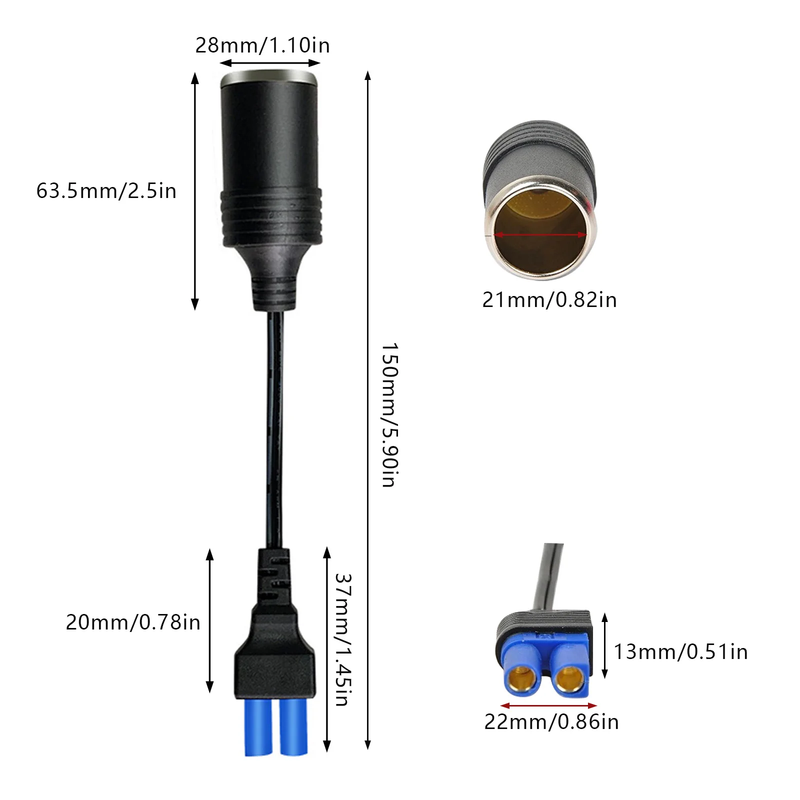 Portable EC5 Cigarette Lighter Socket Adapter Connector For 12V Car Battery Bo - £11.23 GBP