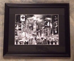 Broadway Times Square New York Popular Hit Plays B &amp; W 19&quot; x 23&quot; Framed Picture  - £27.22 GBP