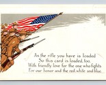 Patriotic Doughboys &amp; Flag As Rifle You Have is Loaded Unused DB Postcar... - $9.85