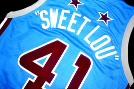 Sweet Lou Harlem Globetrotters Men Custom Basketball Jersey Light Blue Any Size image 4