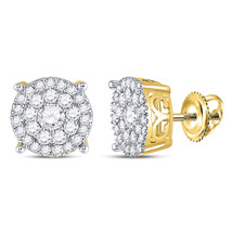 10kt Yellow Gold Womens Round Diamond Cluster Earrings 1 Cttw - £830.83 GBP