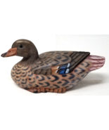 Brown Mallard Duck Figurine Small Wood Painted Floating 1980s Office Dec... - £11.38 GBP