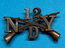 1895-1904, NY MILITIA, 12th INFANTRY RGT, D COMPANY, OFFICER, COLLAR INS... - $30.00