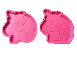 Plates Unicorn 2pk Your Zone Plastic Shaped Kids Pink Color Microwave Safe - £8.12 GBP