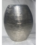 Crate &amp; Barrel white ceramic Allegra vase Metallic Silver 11” Tall EUC - $733.47 MXN