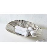 Silver Oval Boat Dish Plate Elegant Hammered Look 12.5&quot; Long Dark Nickel... - $36.29 CAD