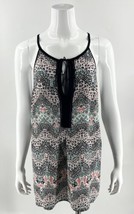 Maurices Top Plus Size 2 Black White Coral Floral Sleeveless Tie Neck Blouse - £18.66 GBP