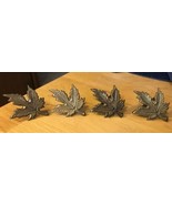 Gold Tone Metal Oak Leaf Napkin Rings Holders 4 - $12.19