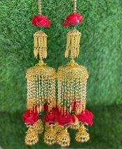 Bollywood Wedding Chura Flower Dulhan Set Bangle Bridal Set Pearl Jhumka Kalire - £60.31 GBP