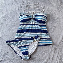 LRL Ralph Lauren Strappy Halter Tankini Swimsuit Blue White Stripe Swim Womens 8 - £23.72 GBP