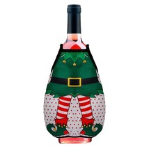 Funny Christmas Wine Bottle Covers Elf Doll Prop Aprons Holiday Decorations 3-Pc - £7.61 GBP