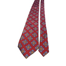 Burberrys of London 100 Silk Mens Tie Red Blue Geometric Pattern Made in USA - $22.49