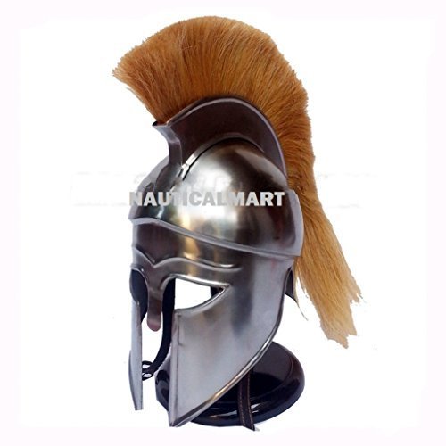 Medieval Greek Corinthian Helmet with Yellow Plume By Nauticalmart