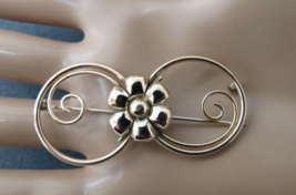 Art Deco Flower Brooch Pin Gold Filled Designer LSCO GF 2&quot; Across Nice E... - $9.99
