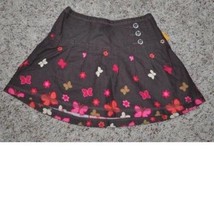 Girls Skirt Sonoma Brown Floral Elastic Waist Lightweight Flannel Jeweled-size 4 - £6.96 GBP