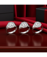 Men’s Sterling Silver Letter Initial Octagon Signet Ring A–Z - $49.99