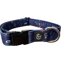 Lucy and Co Dog Collar Size Large Blue Space Doodle Quick Release Cat Pet 16-26” - £7.43 GBP