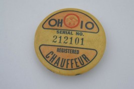 Vintage OHIO Registered Chauffeur Pin Badge 1960&#39;s GOOD CONDITION - £9.56 GBP