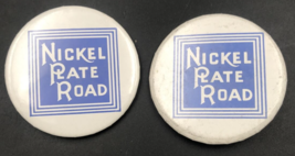 Lot of Two (2) Vintage Nickel Plate Road NKP Railroad RR Logo Round Pins 2.25&quot; - £7.46 GBP