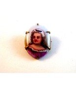 Vintage Hand Painted Portrait of a Lady Brooch - £51.43 GBP