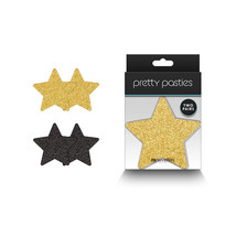 Pretty Pasties Glitter Stars Black/Gold 2 Pair - $20.34