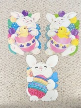 Lot of 3 Vintage Easter Decorations Bunny Eggs Die Cuts Printed USA Eureka - $19.77